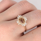 Aurora Collection Mixed Pear, Baguette & Round Ring Setting w Diamond Halo