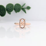 Hidden Halo Diamond Ring Setting in 14k Gold | Oval Cut