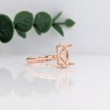 Hidden Halo Diamond Ring Setting in 14k Gold | Oval Cut