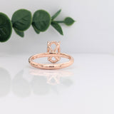 Hidden Halo Diamond Ring Setting in 14k Gold | Oval Cut