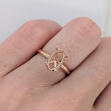 Hidden Halo Diamond Ring Setting in 14k Gold | Oval Cut