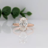 Hidden Halo Diamond Ring Setting in 14k Gold | Oval Cut