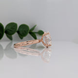 Hidden Halo Diamond Ring Setting in 14k Gold | Oval Cut