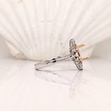Aurora Collection Unique Oval Shape Ring Setting w Diamond Halo in 14K Solid Gold