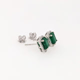 2.3ct Zambian Emerald Stud Earrings w Natural Diamond Halo in Solid 14K Gold 7x5