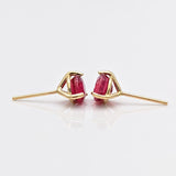 Natural Heated Red Ruby Studs in Solid 14k Yellow, White or Rose Gold | Round 4mm, 6mm | Martini Prong | July Birthstone | 3 Prong