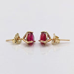 Natural Heated Red Ruby Studs in Solid 14k Yellow, White or Rose Gold | Round 4mm, 6mm | Martini Prong | July Birthstone | 3 Prong