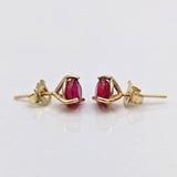Natural Heated Red Ruby Studs in Solid 14k Yellow, White or Rose Gold | Round 4mm, 6mm | Martini Prong | July Birthstone | 3 Prong