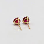 Natural Heated Red Ruby Studs in Solid 14k Yellow, White or Rose Gold | Round 4mm, 6mm | Martini Prong | July Birthstone | 3 Prong