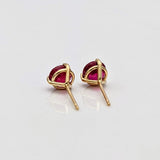 Natural Heated Red Ruby Studs in Solid 14k Yellow, White or Rose Gold | Round 4mm, 6mm | Martini Prong | July Birthstone | 3 Prong