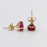 Natural Heated Red Ruby Studs in Solid 14k Yellow, White or Rose Gold | Round 4mm, 6mm | Martini Prong | July Birthstone | 3 Prong
