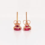 Natural Heated Red Ruby Studs in Solid 14k Yellow, White or Rose Gold | Round 4mm, 6mm | Martini Prong | July Birthstone | 3 Prong
