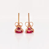 Natural Heated Red Ruby Studs in Solid 14k Yellow, White or Rose Gold | Round 4mm, 6mm | Martini Prong | July Birthstone | 3 Prong