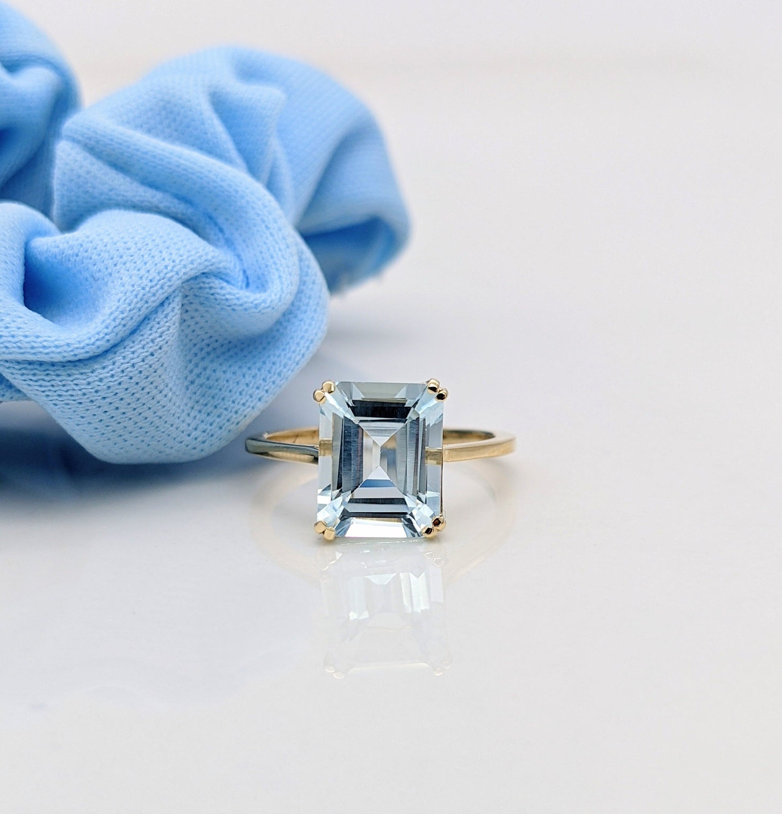 Emerald Cut or Radiant Cut Solitaire Ring Setting in Solid 14k Gold | 6x4 7x5 8x6 9x7 10x8 11x9 12x10 13x11 14x10 16x12 18x13 20x15 | Custom