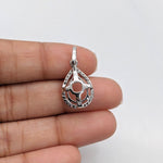 Pendants-Gorgeous Pear Shape Diamond Halo Pendant Setting in Solid 14k Gold I Teardrop Shape 5x3 6x4 7x5 8x6 9x7 10x7 11x9 12x10 13x8mm 13x9mm - NNJGemstones