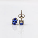 Tanzanite Earring Studs in 14K Solid White, Yellow or Rose Gold | Oval 6x4mm, 7x5mm | December Birthstone | Minimalist | Ready to Ship!