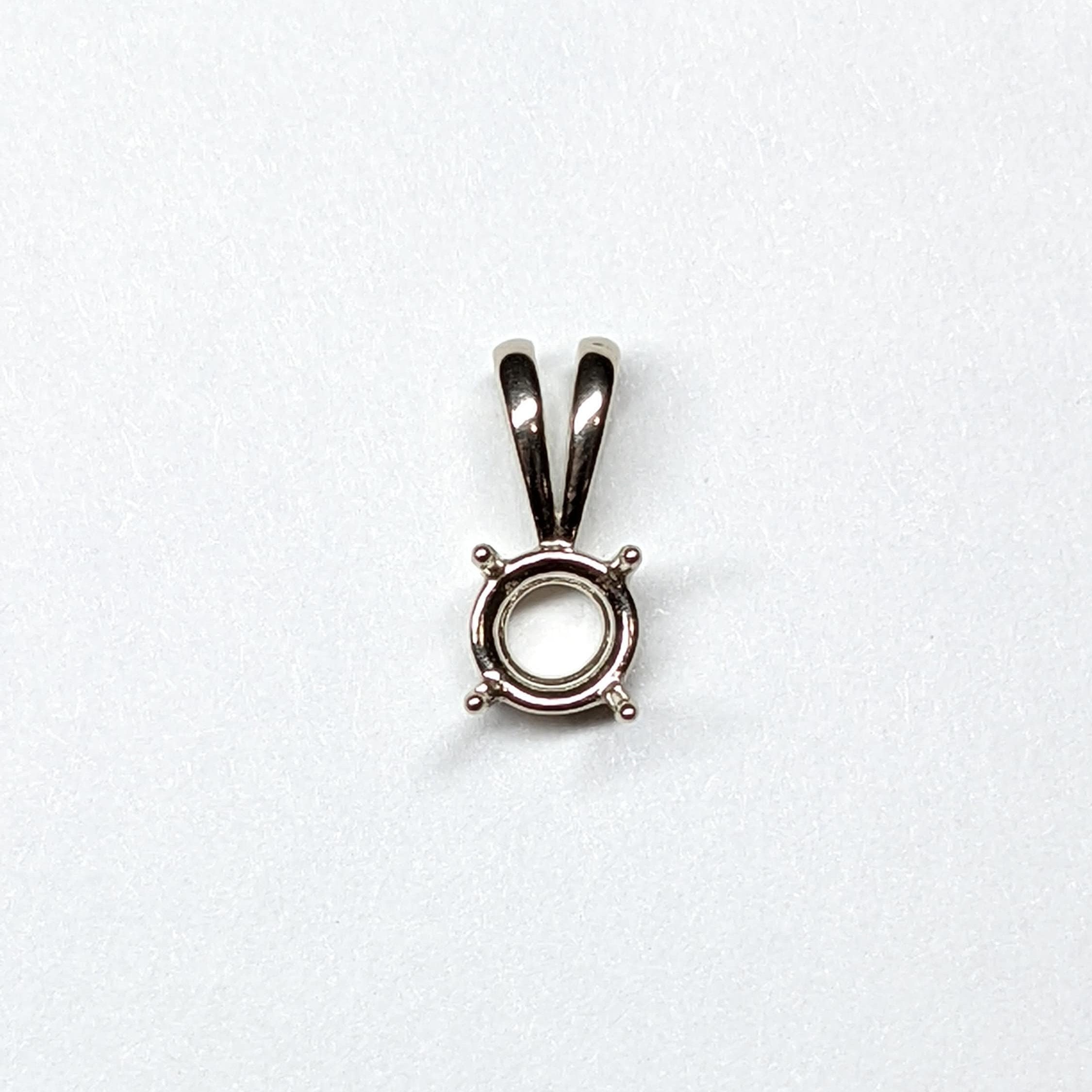 Minimalist 14K Solid Gold Round Pendant Setting, Finding, Basket | Solitaire Necklace 3.5mm 4mm 5mm 6mm 6.5mm 7mm 8mm 9mm | Made in America
