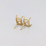 Emerald Cut, Long Cushion, Radiant cut : Earring Settings for Studs in Solid 14k Gold | 6x4 7x5 8x6 9x7 10x8 | Screw backs Push Backs |