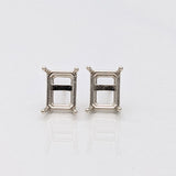 Emerald Cut, Long Cushion, Radiant cut : Earring Settings for Studs in Solid 14k Gold | 6x4 7x5 8x6 9x7 10x8 | Screw backs Push Backs |