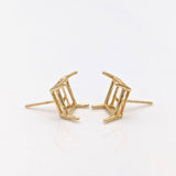 Emerald Cut, Long Cushion, Radiant cut : Earring Settings for Studs in Solid 14k Gold | 6x4 7x5 8x6 9x7 10x8 | Screw backs Push Backs |
