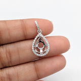 Pendants-Gorgeous Pear Shape Diamond Halo Pendant Setting in Solid 14k Gold I Teardrop Shape 5x3 6x4 7x5 8x6 9x7 10x7 11x9 12x10 13x8mm 13x9mm - NNJGemstones