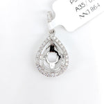 Pendants-Gorgeous Pear Shape Diamond Halo Pendant Setting in Solid 14k Gold I Teardrop Shape 5x3 6x4 7x5 8x6 9x7 10x7 11x9 12x10 13x8mm 13x9mm - NNJGemstones