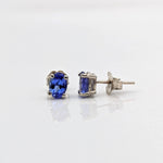 Tanzanite Earring Studs in 14K Solid White, Yellow or Rose Gold | Oval 6x4mm, 7x5mm | December Birthstone | Minimalist | Ready to Ship!