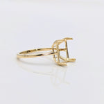 Emerald Cut or Radiant Cut Solitaire Ring Setting in Solid 14k Gold | 6x4 7x5 8x6 9x7 10x8 11x9 12x10 13x11 14x10 16x12 18x13 20x15 | Custom