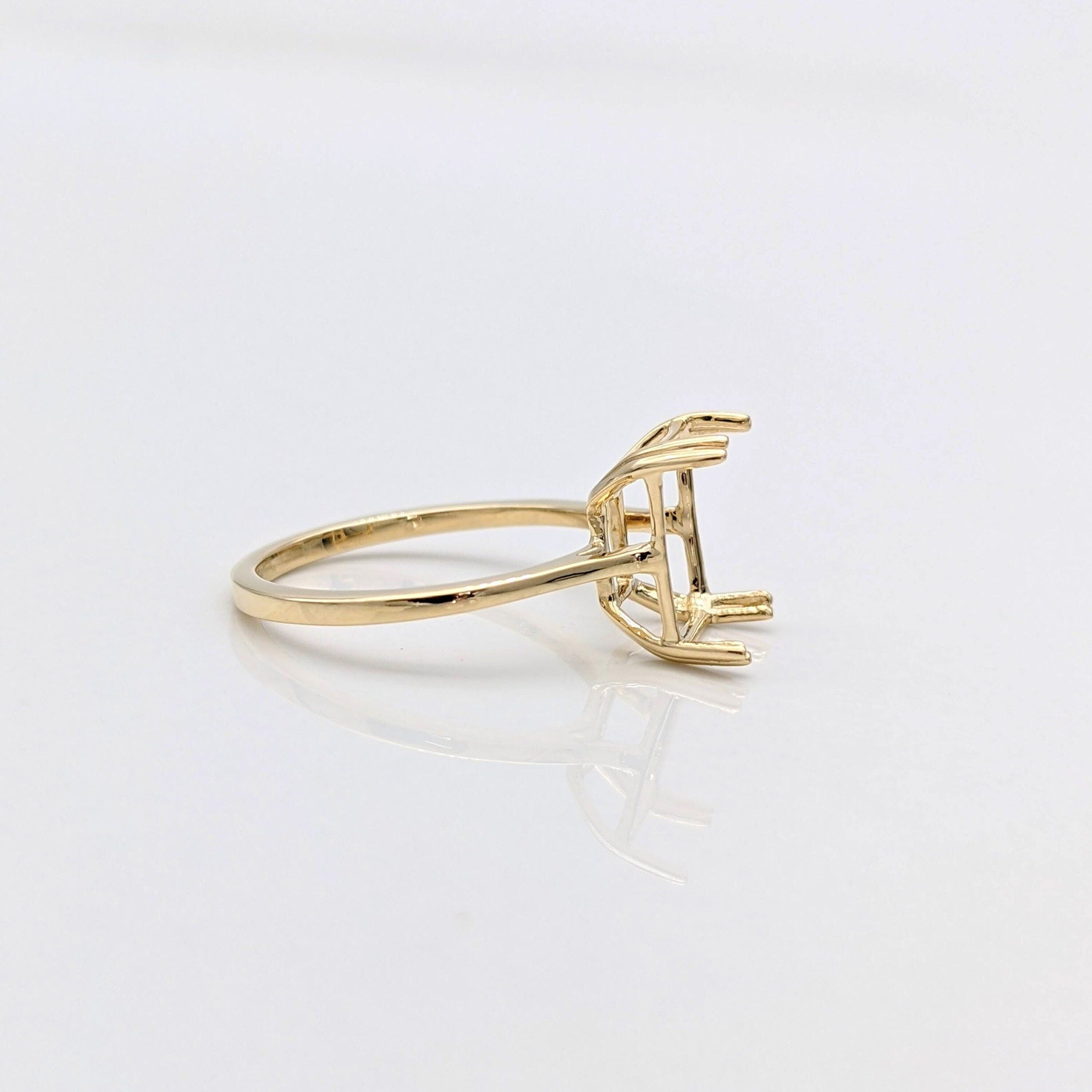 Emerald Cut or Radiant Cut Solitaire Ring Setting in Solid 14k Gold | 6x4 7x5 8x6 9x7 10x8 11x9 12x10 13x11 14x10 16x12 18x13 20x15 | Custom