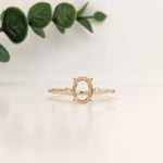 Statement Rings-Classic Solitaire Ring Setting with Minimalist Trio Diamond Accented Shank 14K Gold | Oval 8x6mm | Gemstone Ring Semi Mount | Customizable - NNJGemstones