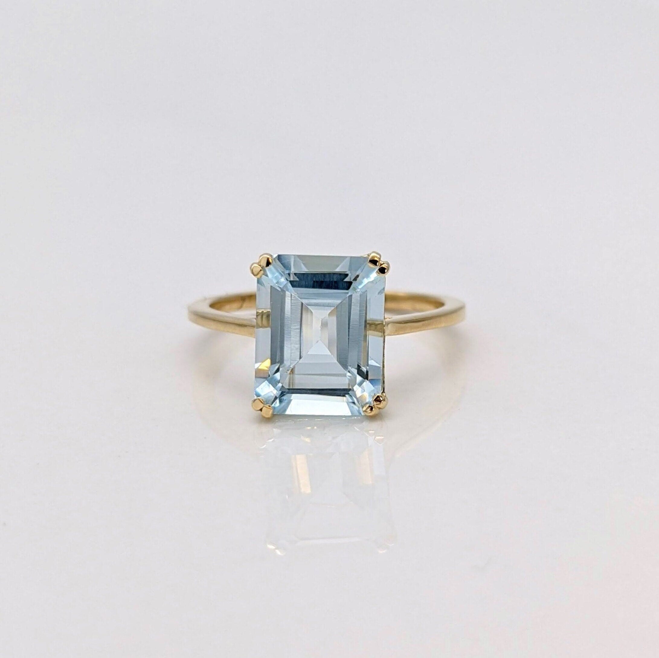 Emerald Cut or Radiant Cut Solitaire Ring Setting in Solid 14k Gold | 6x4 7x5 8x6 9x7 10x8 11x9 12x10 13x11 14x10 16x12 18x13 20x15 | Custom