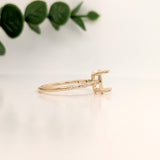 Statement Rings-Classic Solitaire Ring Setting with Minimalist Trio Diamond Accented Shank 14K Gold | Oval 8x6mm | Gemstone Ring Semi Mount | Customizable - NNJGemstones