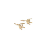 Round Earring Settings for Studs in Solid 14k Gold Mounting | 3mm 4mm 5mm 6mm 7mm 8mm 9mm | Screw backs Push Backs | Solitaire Findings |