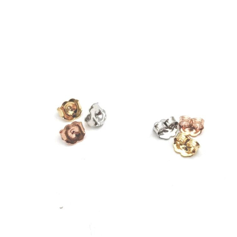 Round Earring Settings for Studs in Solid 14k Gold Mounting | 3mm 4mm 5mm 6mm 7mm 8mm 9mm | Screw backs Push Backs | Solitaire Findings |