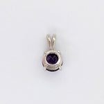 Pendants-Pretty Solitaire Amethyst Pendant in Solid 14k White, Yellow or Rose Gold | Rabbit Bail | Round 7mm | Prong | Purple Gem | February Birthday - NNJGemstones