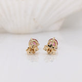 Natural Pink Tourmaline Martini Prong Earring Studs Round 4mm 5mm in 14k White, Yellow or Rose Gold | Dainty Studs | October Birthstone