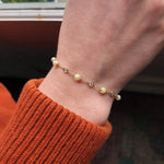 Delicate Natural Pearl and Diamond Bracelet | 14k Gold | Bezel Diamond | Gold Chain Bracelet | Cute and Elegant | Daily Wear | Customizable