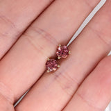 Natural Pink Tourmaline Martini Prong Earring Studs Round 4mm 5mm in 14k White, Yellow or Rose Gold | Dainty Studs | October Birthstone
