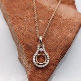 Halo Pendant setting with Natural Diamond Details in Solid 14k Gold | Round 4mm 5mm 6mm 7mm 8mm | Stone Setting | Gemstone Necklace | Prong