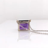 Solitaire Amethyst Pendant in Solid 14k White, Yellow or Rose Gold | Emerald Cut 10x8mm | East West | Purple Gemstone | February Birthday
