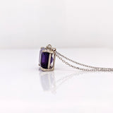 Solitaire Amethyst Pendant in Solid 14k White, Yellow or Rose Gold | Emerald Cut 10x8mm | East West | Purple Gemstone | February Birthday