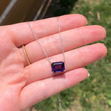 Solitaire Amethyst Pendant in Solid 14k White, Yellow or Rose Gold | Emerald Cut 10x8mm | East West | Purple Gemstone | February Birthday