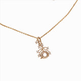 Cute Vine Design Pendant Semi-Mount in Solid 14k Gold | Round Shape Martini Prong Setting | Natural Diamond Accents | Dainty | Customizable