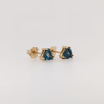 London Blue Topaz Studs in 14k Solid White, Yellow or Rose Gold | Trillion 5mm Solitaire Earrings | December Birthstone | Gemstone Earrings