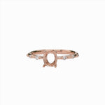 Statement Rings-Classic Solitaire Ring Setting with Minimalist Trio Diamond Accented Shank 14K Gold | Oval 8x6mm | Gemstone Ring Semi Mount | Customizable - NNJGemstones