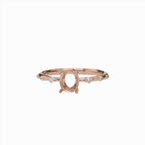 Statement Rings-Classic Solitaire Ring Setting with Minimalist Trio Diamond Accented Shank 14K Gold | Oval 8x6mm | Gemstone Ring Semi Mount | Customizable - NNJGemstones
