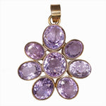 Pendants-Pretty Amethyst Flower Pendant in Solid Vermeil || Oval 15mm || Previously Loved || Purple Gemstone || February Birthstone || - NNJGemstones
