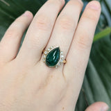 Solene 14K Yellow Gold Zambian Emerald and Diamonds Ring | Pear Shape 14x9mm