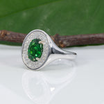 14K white gold tsavorite garnet ring