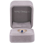 14K yellow gold Ceylon blue sapphire ring with diamond accents